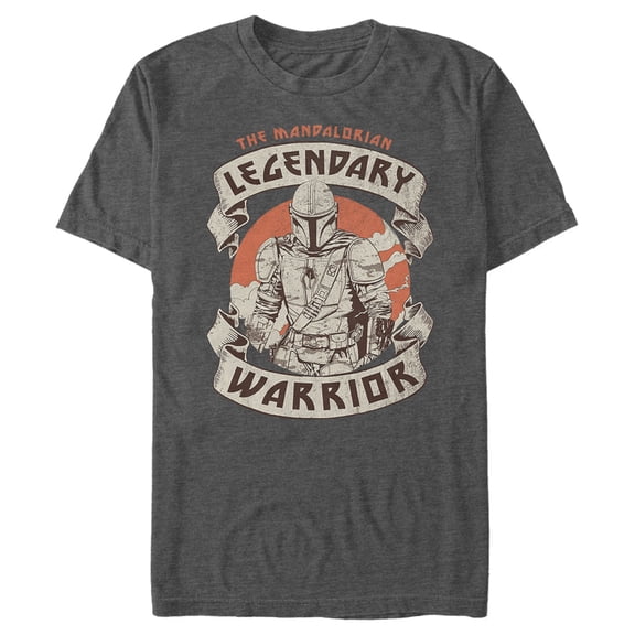 Men's Star Wars: The Mandalorian The Mandalorian Legendary Warrior Sunset Graphic Tee Charcoal Heather 2X Large