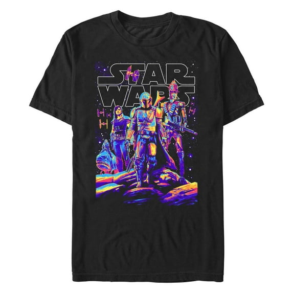 Men's Star Wars: The Mandalorian The Mandalorian Paint Swirl Character Pose Graphic Tee Black 4X Large