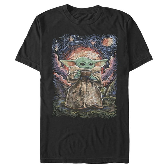 Men's Star Wars: The Mandalorian The Mandalorian The Child Starry Night Graphic Tee Black 4X Large
