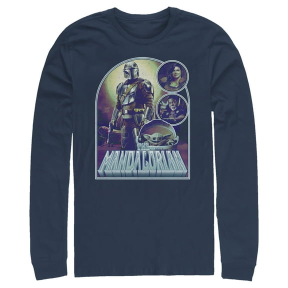 Men's Star Wars: The Mandalorian The New Plan  Long Sleeve Shirt Navy Blue Small