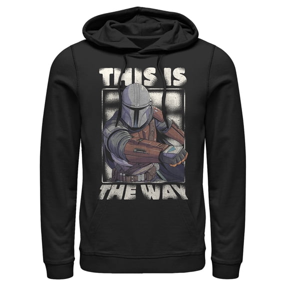 Men's Star Wars: The Mandalorian This Is The Way Mando Pull Over Hoodie Black Medium