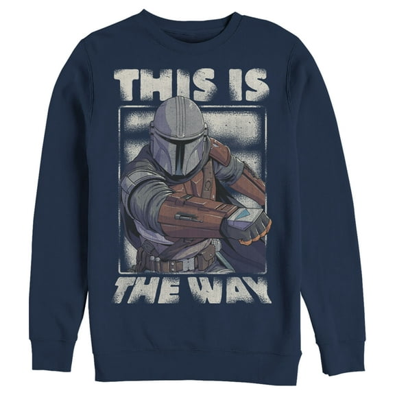 Men's Star Wars: The Mandalorian This Is The Way Mando  Sweatshirt Navy Blue Large