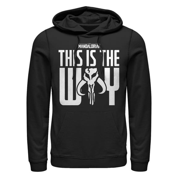 Men's Star Wars: The Mandalorian This is the Way Black and White Logo Pull Over Hoodie