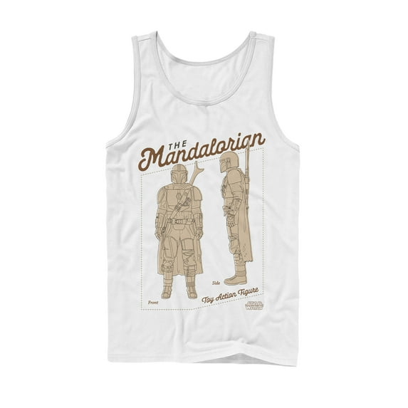 Men's Star Wars: The Mandalorian Toy Action Figure Tank Top White Large