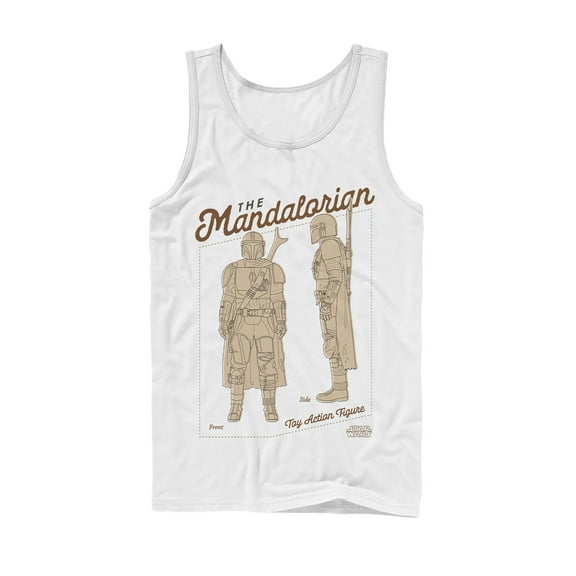 Men's Star Wars: The Mandalorian Toy Action Figure  Tank Top White Small