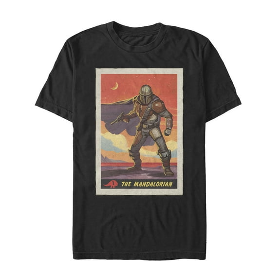 Men's Star Wars: The Mandalorian Trading Card Graphic Tee Black Medium