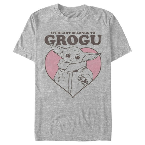 Men's Star Wars: The Mandalorian Valentine's Day The Child Belongs to Grogu Graphic Tee Athletic Heather 2X Large