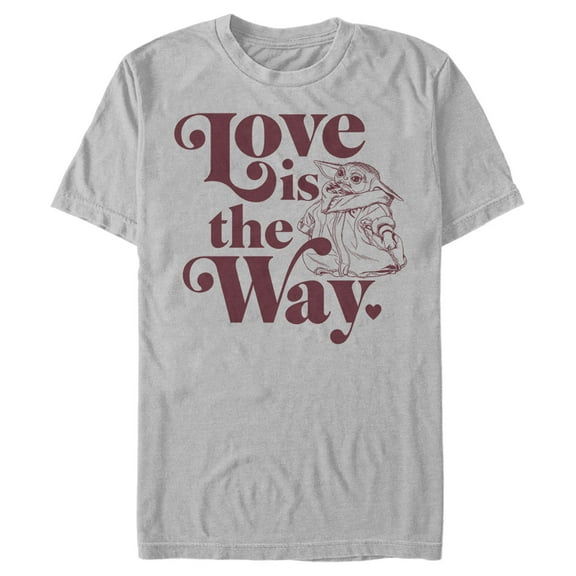 Men's Star Wars: The Mandalorian Valentine's Day The Child Love is the Way Graphic Tee Silver 3X Large