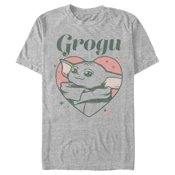 Men's Star Wars: The Mandalorian Valentine's Day The Child Sparkling Eyes  Graphic Tee Athletic Heather Medium