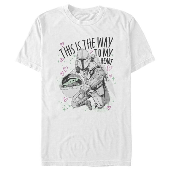 Men's Star Wars: The Mandalorian Valentine's Day The Child Way to my Heart  Graphic Tee White X Large