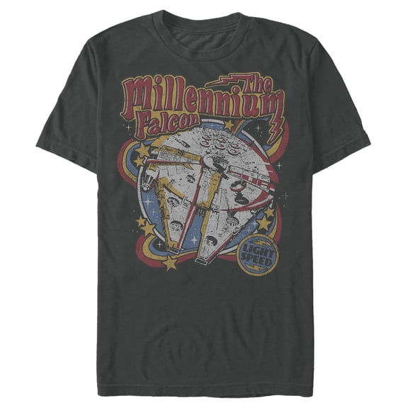 Men's Star Wars The Millennium Falcon Light Speed Graphic Tee Charcoal Large
