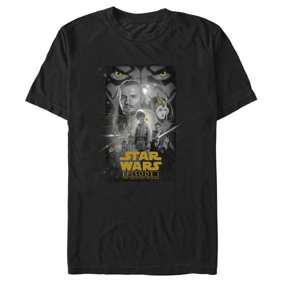 Men's Star Wars: The Phantom Menace Black and White Episode One Poster Graphic Tee Black X Large
