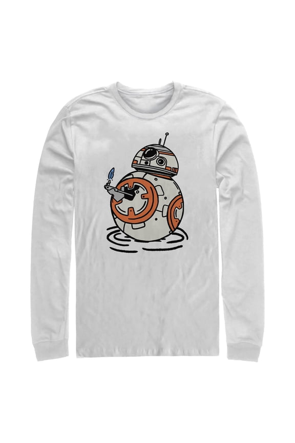 Men's Star Wars: The Rise of Skywalker BB-8 Lighter Long Sleeve Shirt White Medium