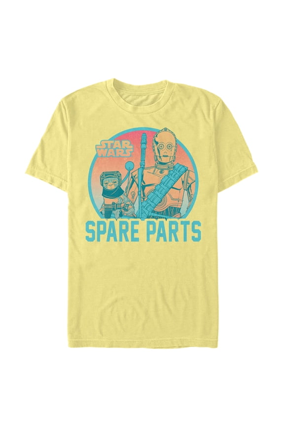 Men's Star Wars: The Rise of Skywalker Babu Frik C-3PO Spare Parts Graphic Tee Banana 2X Large