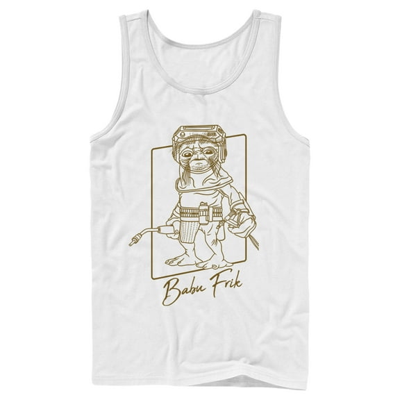 Men's Star Wars: The Rise of Skywalker Babu Frik Outline  Tank Top White Large