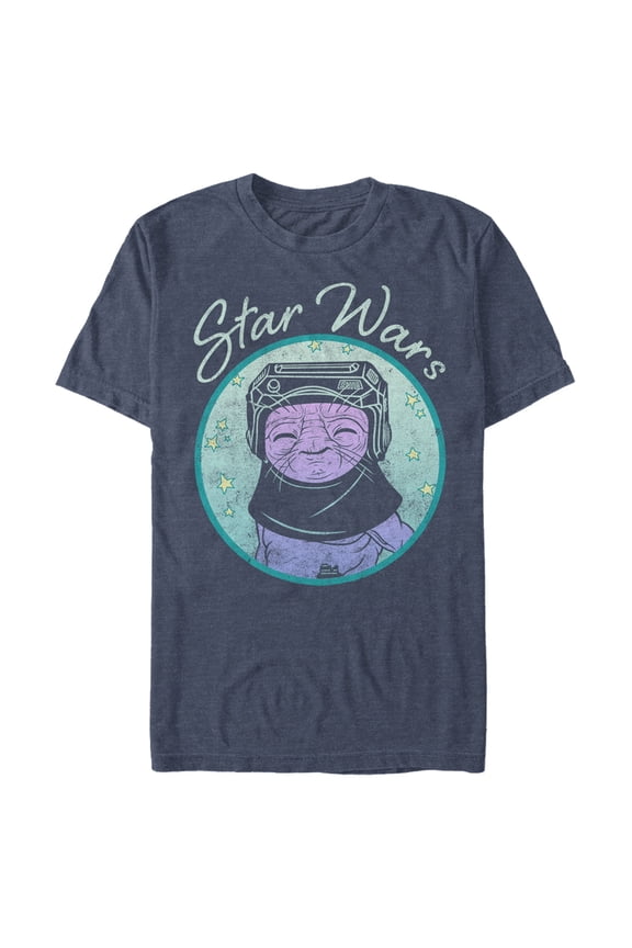 Men's Star Wars: The Rise of Skywalker Babu Frik Pastel Stars Graphic Tee Navy Blue Heather Large
