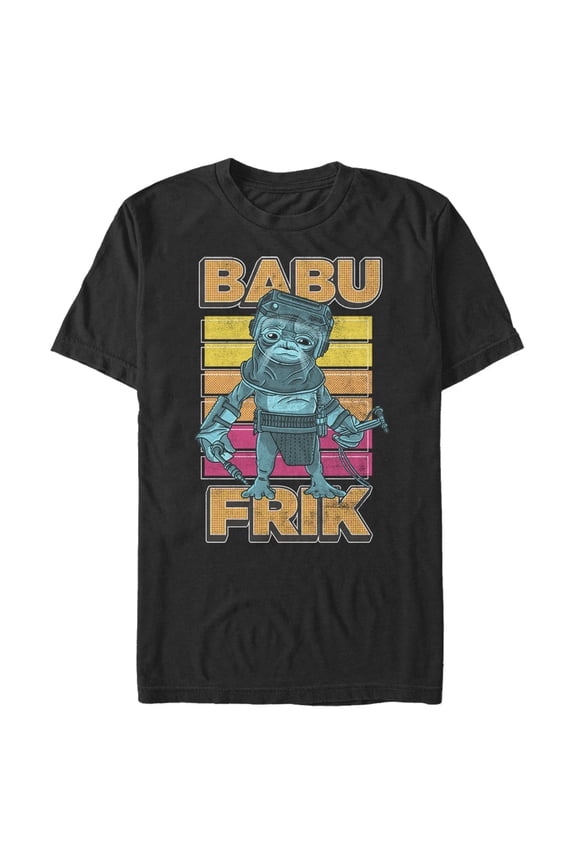Men's Star Wars: The Rise of Skywalker Babu Frik Pop Art Portrait Graphic Tee Black X Large
