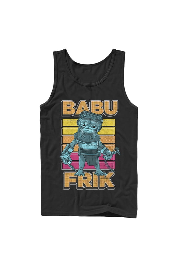 Men's Star Wars: The Rise of Skywalker Babu Frik Pop Art Portrait Tank Top Black 2X Large