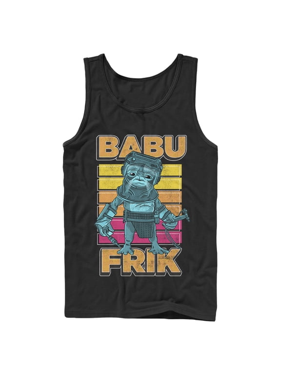 Men's Star Wars: The Rise of Skywalker Babu Frik Pop Art Portrait Tank Top Black Medium