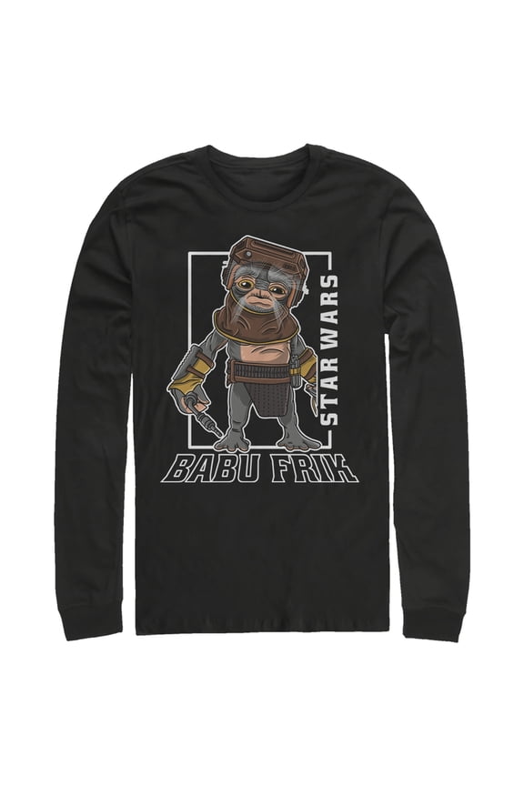 Men's Star Wars: The Rise of Skywalker Babu Frik Portrait Long Sleeve Shirt Black Medium