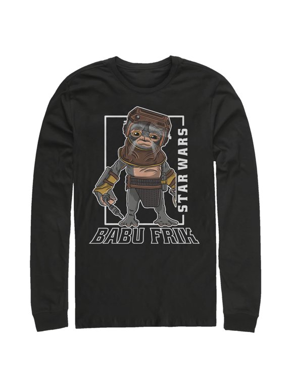 Men's Star Wars: The Rise of Skywalker Babu Frik Portrait Long Sleeve Shirt Black Small