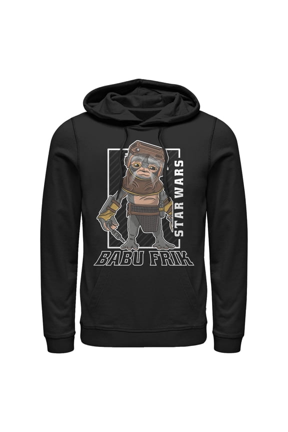 Men's Star Wars: The Rise of Skywalker Babu Frik Portrait Pull Over Hoodie Black Large