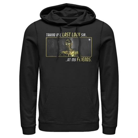 Men's Star Wars: The Rise of Skywalker C-3PO One Last Look  Pull Over Hoodie Black 2X Large