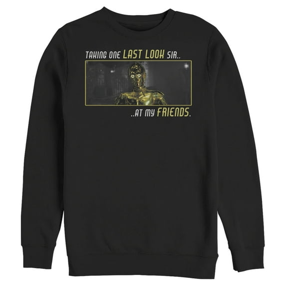 Men's Star Wars: The Rise of Skywalker C-3PO One Last Look Sweatshirt Black X Large
