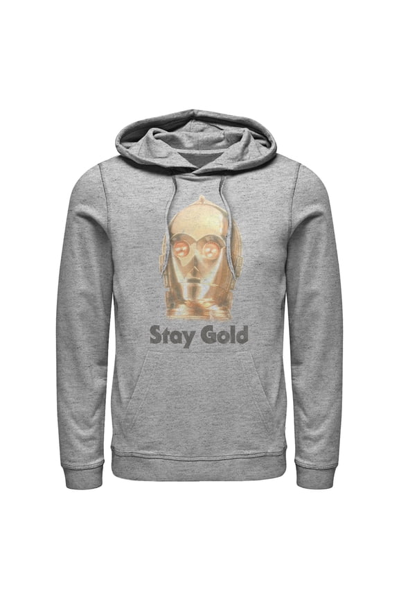 Men's Star Wars: The Rise of Skywalker C-3PO Stay Gold  Pull Over Hoodie Athletic Heather 2X Large