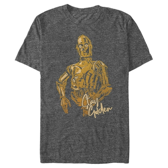 Men's Star Wars: The Rise of Skywalker C-3PO Stay Golden Graphic Tee Charcoal Heather X Large
