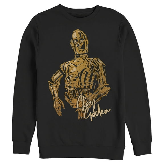 Men's Star Wars: The Rise of Skywalker C-3PO Stay Golden  Sweatshirt Black 3X Large