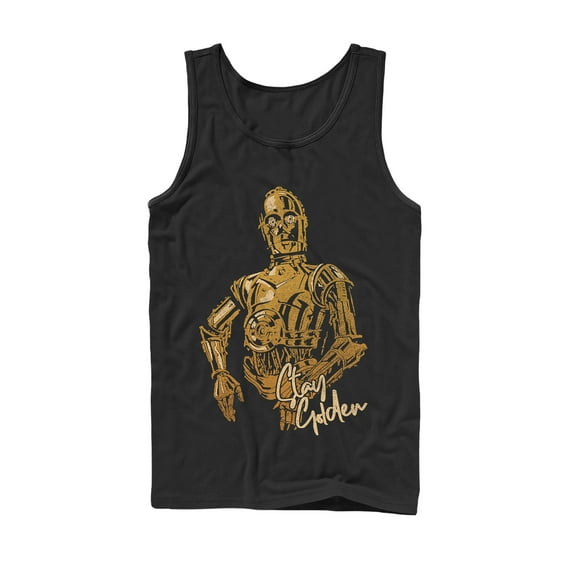 Men's Star Wars: The Rise of Skywalker C-3PO Stay Golden Tank Top Black X Large