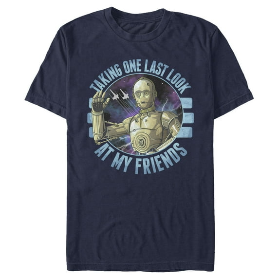 Men's Star Wars: The Rise of Skywalker C-3PO Taking One Last Look Graphic Tee Navy Blue Large