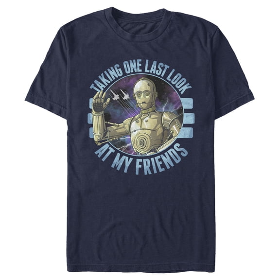 Men's Star Wars: The Rise of Skywalker C-3PO Taking One Last Look  Graphic Tee Navy Blue Medium