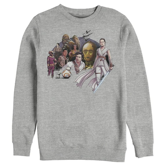 Men's Star Wars: The Rise of Skywalker Character Cartoon Sweatshirt Athletic Heather X Large