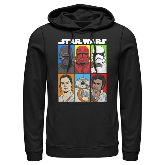 Men's Star Wars: The Rise of Skywalker Character Grid Pull Over Hoodie Black 3X Large