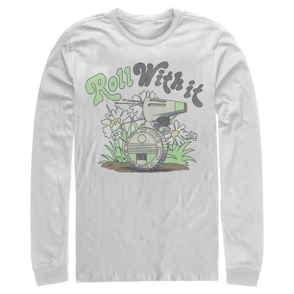 Men's Star Wars: The Rise of Skywalker D-0 Roll With It Long Sleeve Shirt White X Large