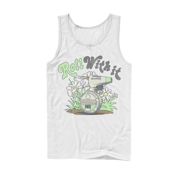 Men's Star Wars: The Rise of Skywalker D-0 Roll With It  Tank Top White Small