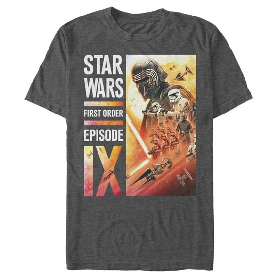 Men's Star Wars: The Rise of Skywalker First Order Glow Graphic Tee Charcoal Heather Large