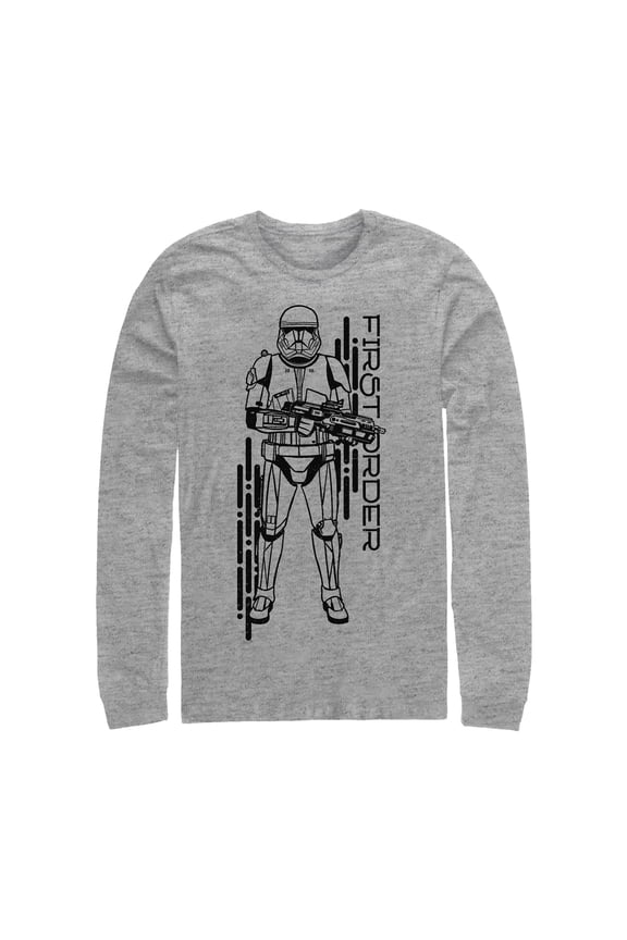 Men's Star Wars: The Rise of Skywalker First Order Sith Trooper Long Sleeve Shirt Athletic Heather Small