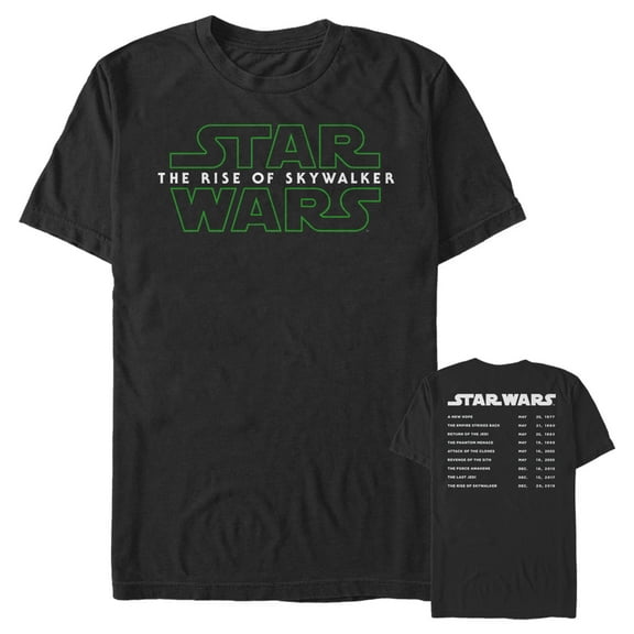Men's Star Wars: The Rise of Skywalker Movie List  Graphic Tee Black 3X Large