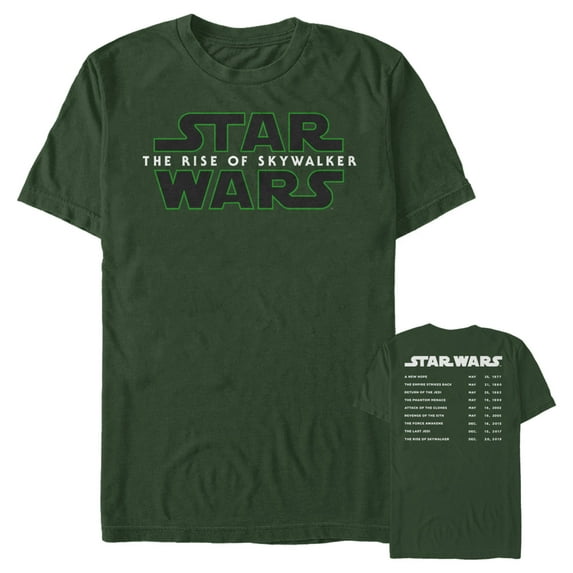 Men's Star Wars: The Rise of Skywalker Movie List Graphic Tee Dark Green Large