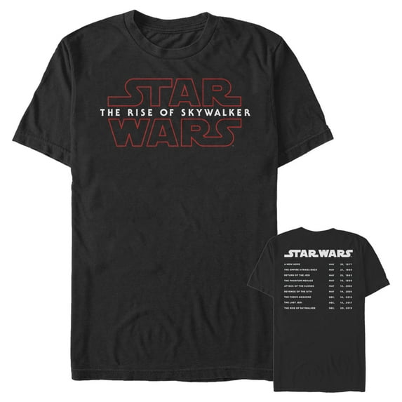 Men's Star Wars: The Rise of Skywalker Movie Premieres List Graphic Tee Black 3X Large