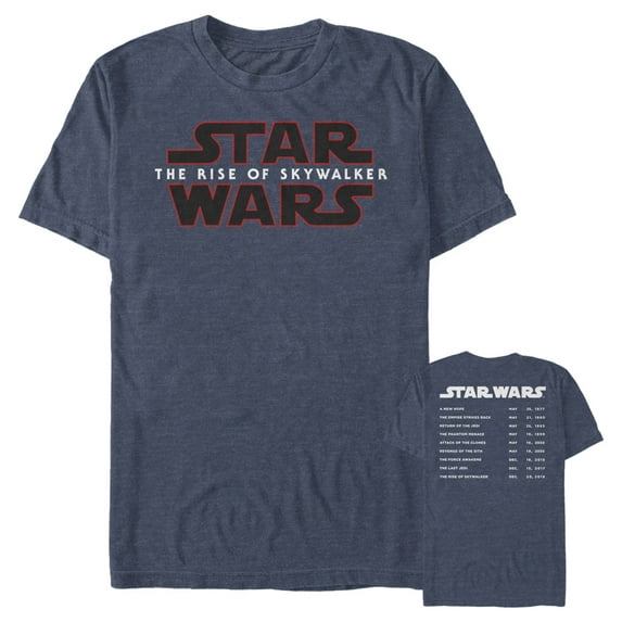 Men's Star Wars: The Rise of Skywalker Movie Premieres List Graphic Tee Navy Blue Heather 3X Large