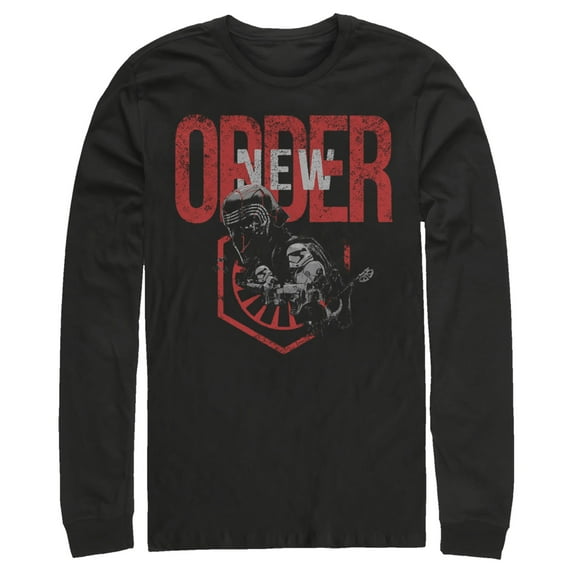 Men's Star Wars: The Rise of Skywalker New Order Long Sleeve Shirt Black Large