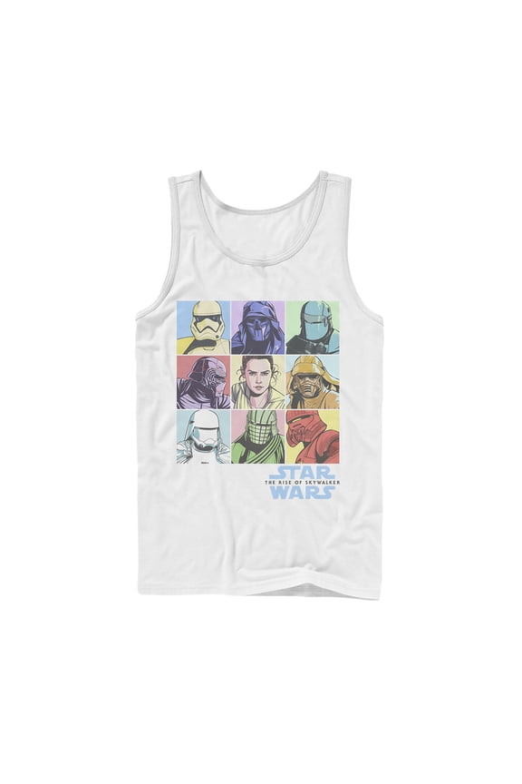 Men's Star Wars: The Rise of Skywalker Pastel Character Box Tank Top White Medium