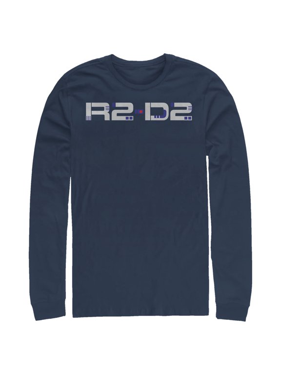 Men's Star Wars: The Rise of Skywalker R2-D2 Text Long Sleeve Shirt Navy Blue X Large