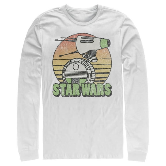 Men's Star Wars: The Rise of Skywalker Retro D-0 Sunset  Long Sleeve Shirt White Large