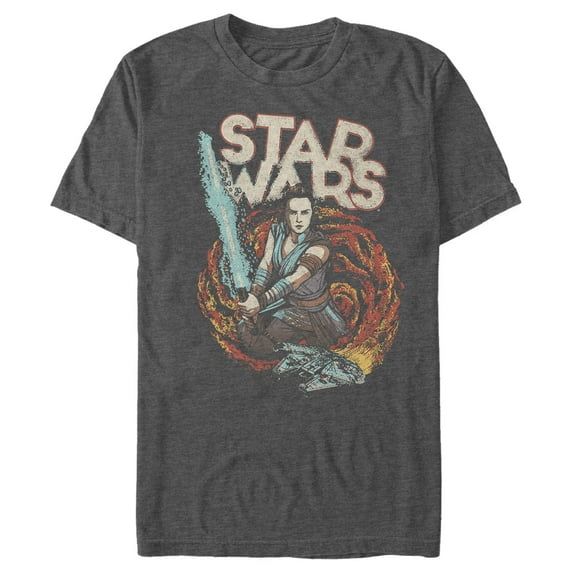 Men's Star Wars: The Rise of Skywalker Rey Retro Swirl Graphic Tee Charcoal Heather 3X Large