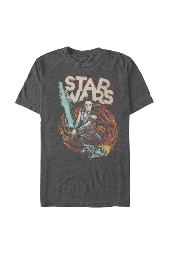 Men's Star Wars: The Rise of Skywalker Rey Retro Swirl Graphic Tee Charcoal Heather Small